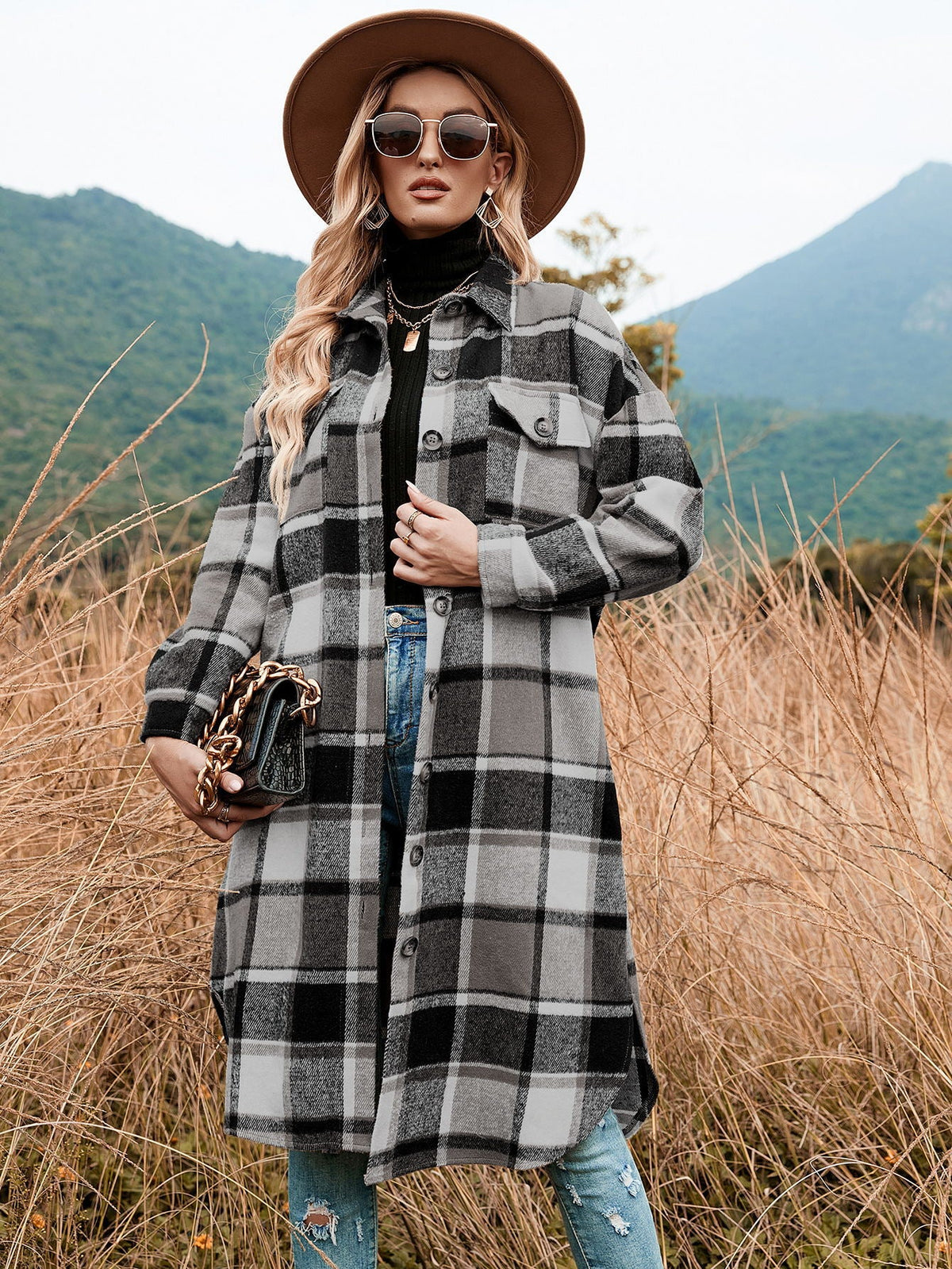 Margot Plaid Trench Coat Orange 3