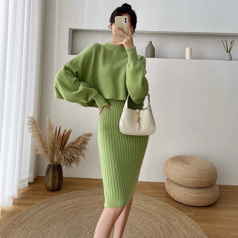 Margot Sweater Dress Set Khaki 1