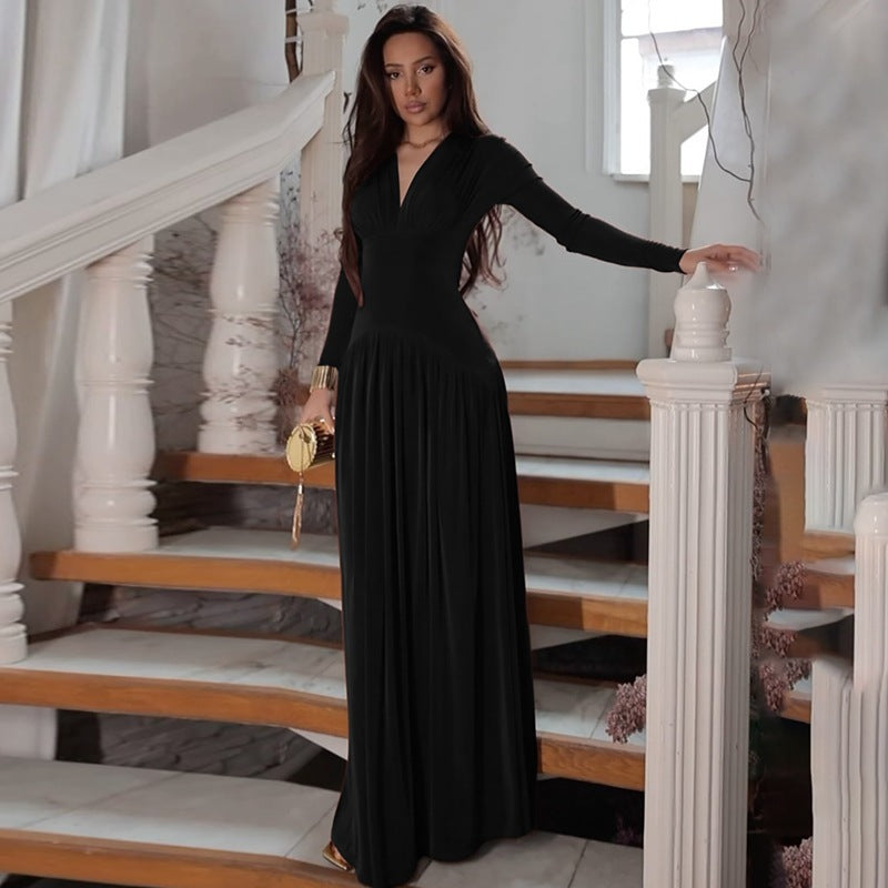 Valentina Deep V Satin Maxi Dress Multi 16