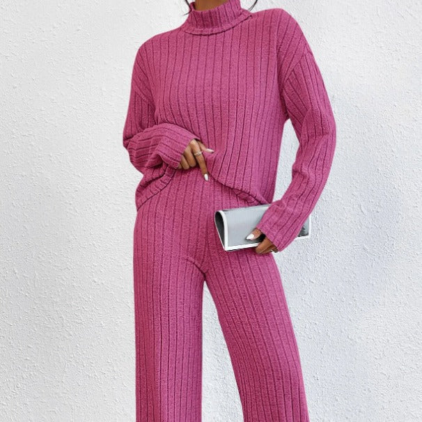 Margot Turtleneck Sweater Set Rose Red 1