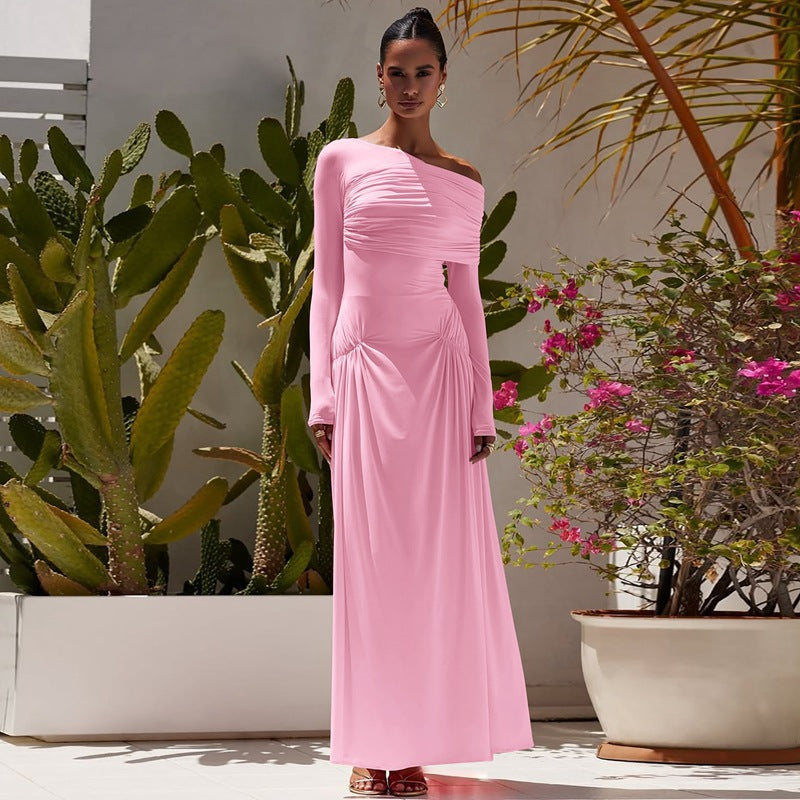 Isabella Asymmetrical Ruched Maxi Dress Multi 1