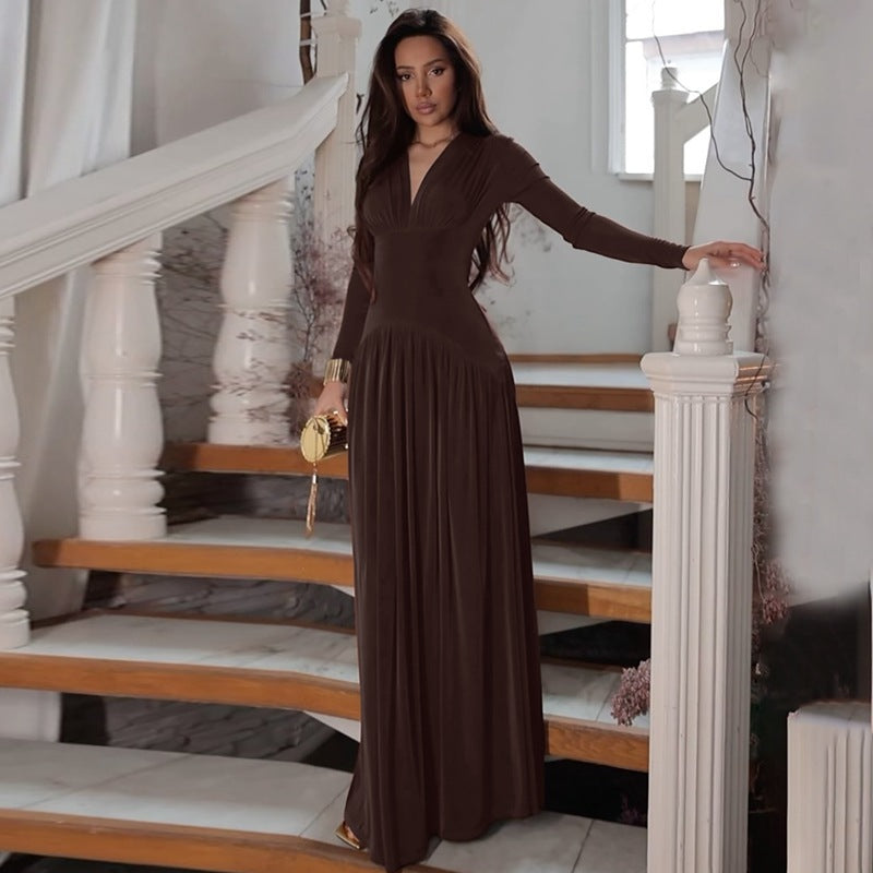 Valentina Deep V Satin Maxi Dress Multi 17