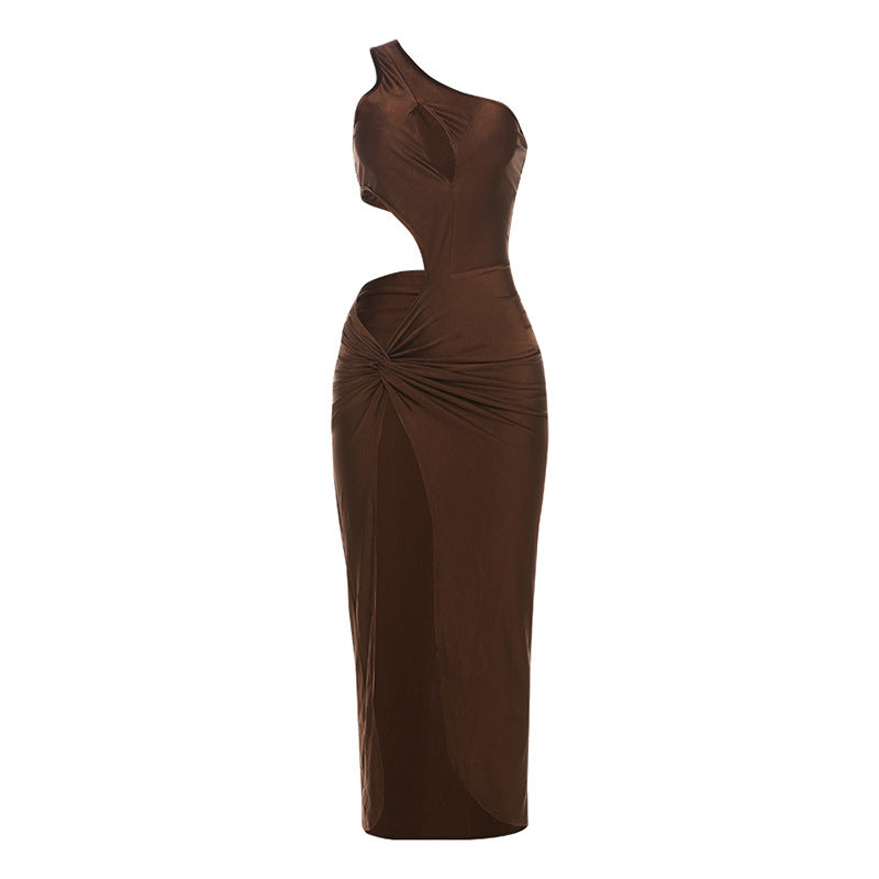 Isabelle One-Shoulder Satin Dress Multi 23