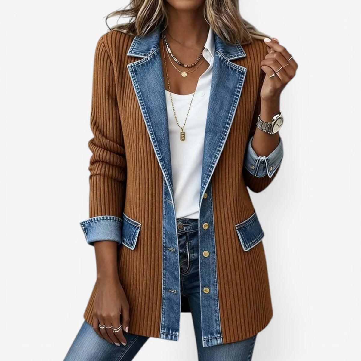 Tara Layered Denim Jacket Black 5