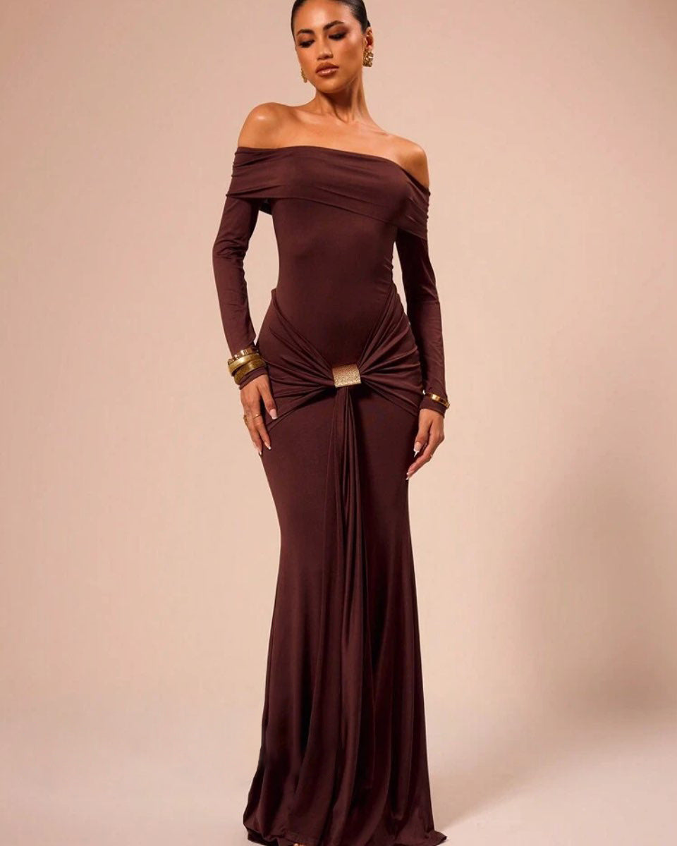 Celeste Off-Shoulder Ruched Maxi Dress Multi 7