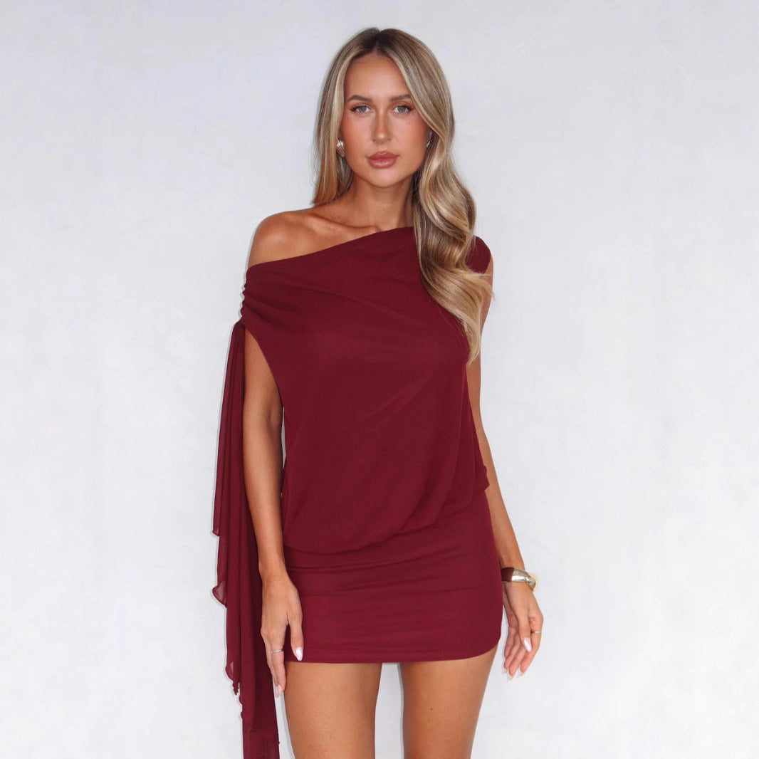 Isabelle One-Shoulder Satin Dress Multi 3