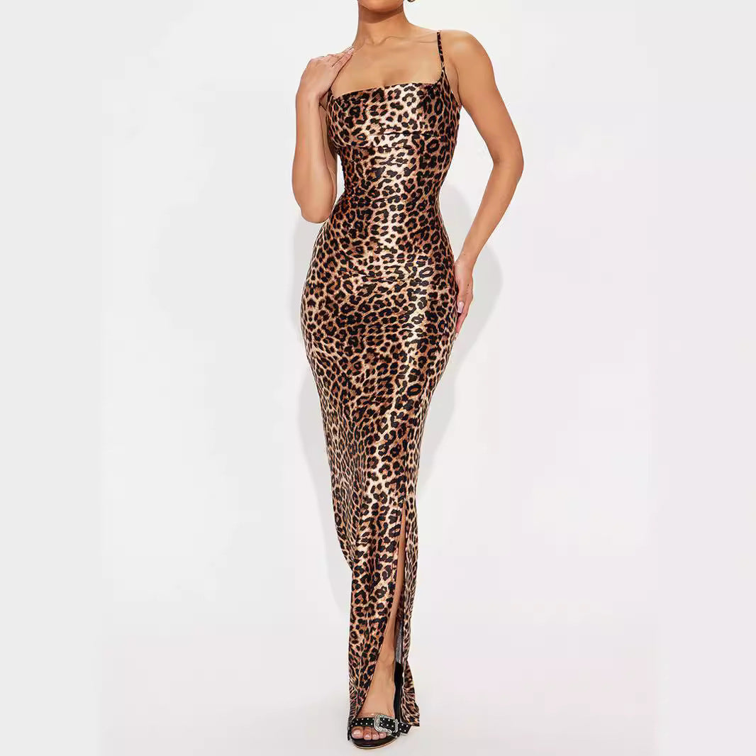 Margot Leopard Maxi Dress with Slit Multi 5