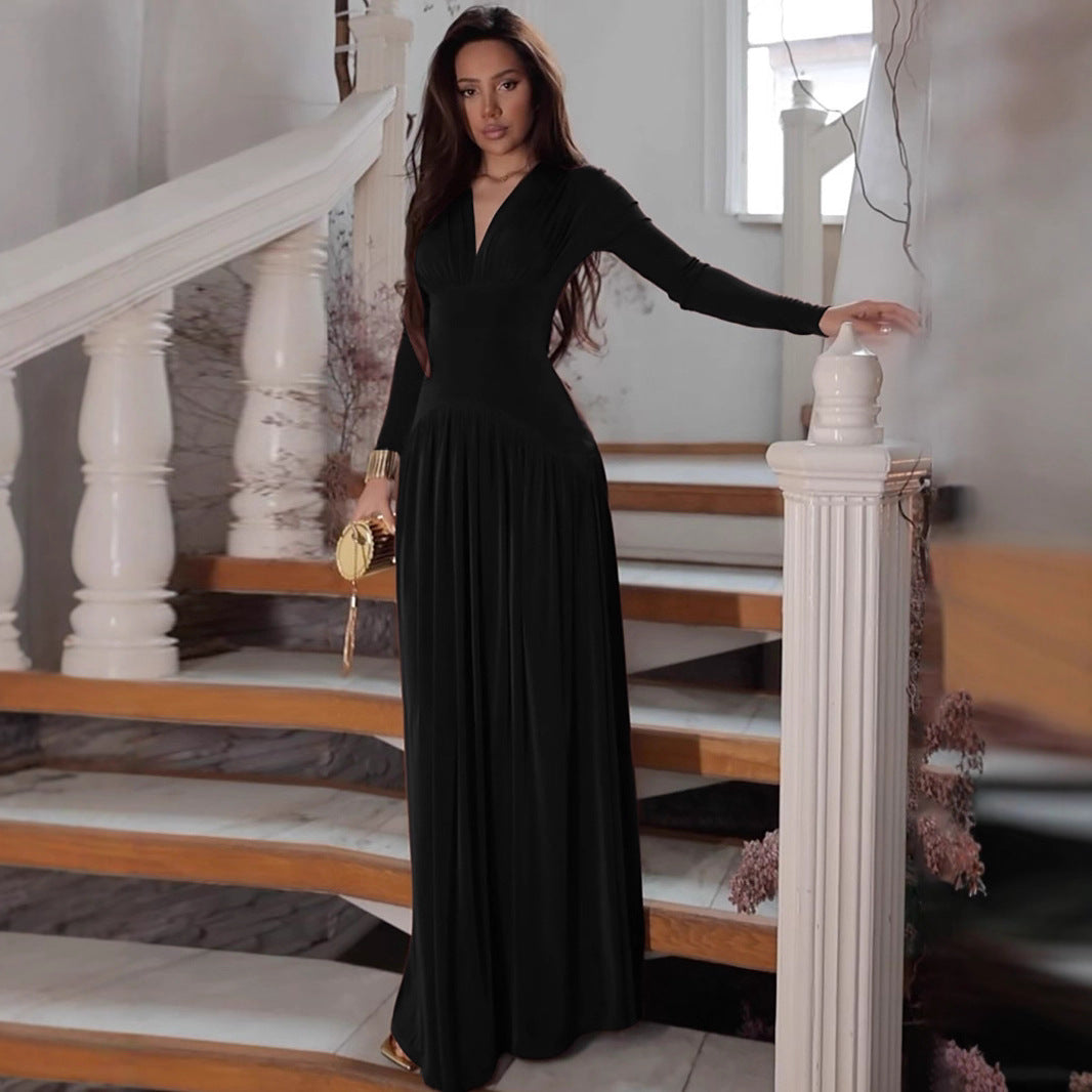 Valentina Deep V Satin Maxi Dress Multi 14