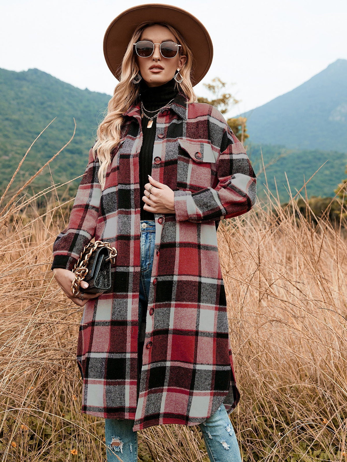 Margot Plaid Trench Coat Grey 2