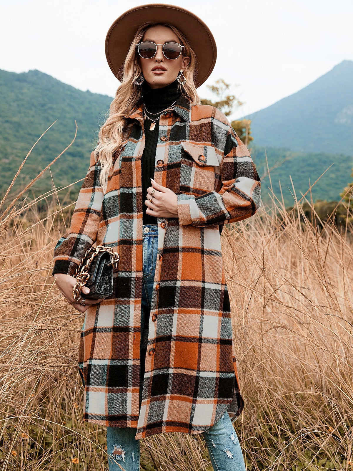 Margot Plaid Trench Coat Green 1