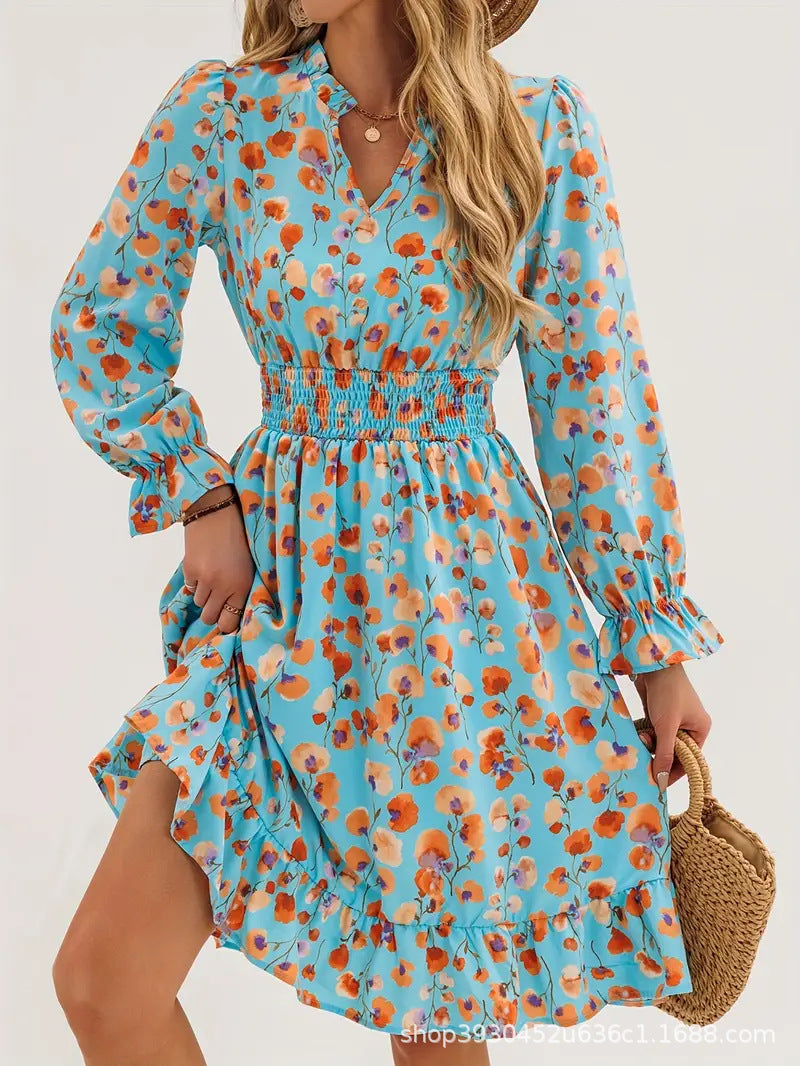 Sophia Floral Mini Dress with Puff Sleeves Floral 3
