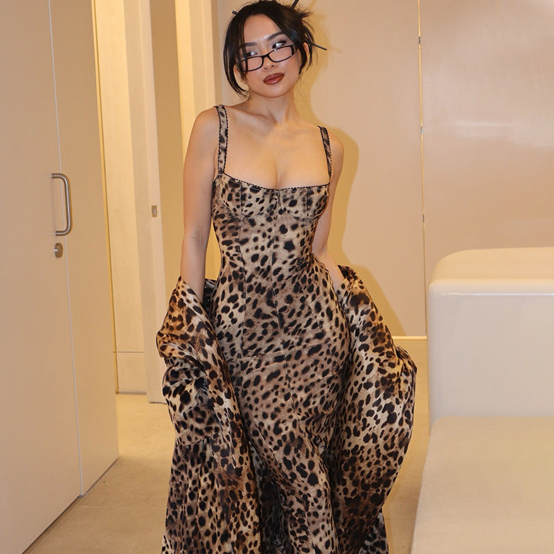 Valentina Leopard Midi Dress Multi 4