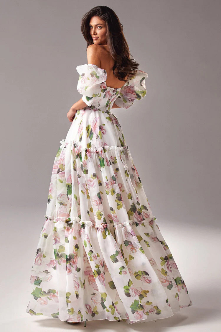 Isabelle Floral Organza Maxi Dress Blue 2