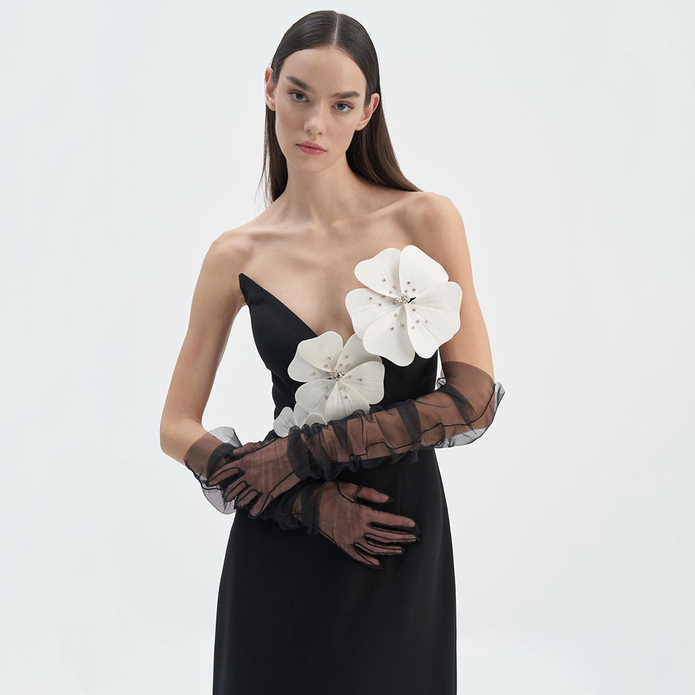 Aurelia Off-Shoulder Satin Midi Dress Black 3