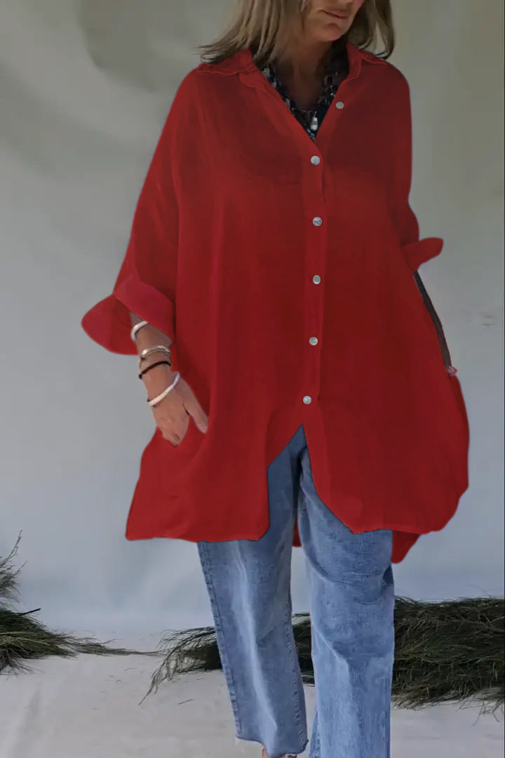 Rose Button-Front Shirt Dress Rose 7