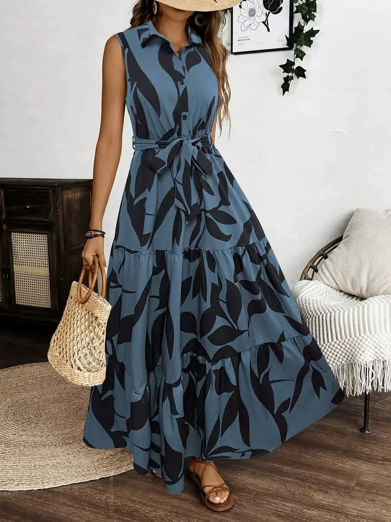 Evangeline Leaf Print Maxi Dress Multi 2