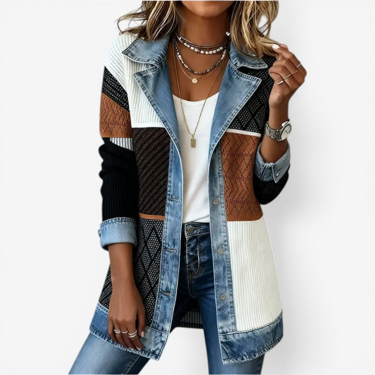 Tara Layered Denim Jacket Black 3