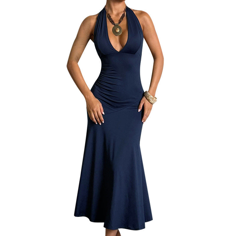Valentina Deep V Satin Maxi Dress Multi 10