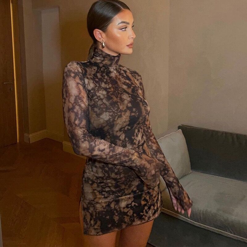 Isabelle Lace Mini Dress with High Slit Multi 3