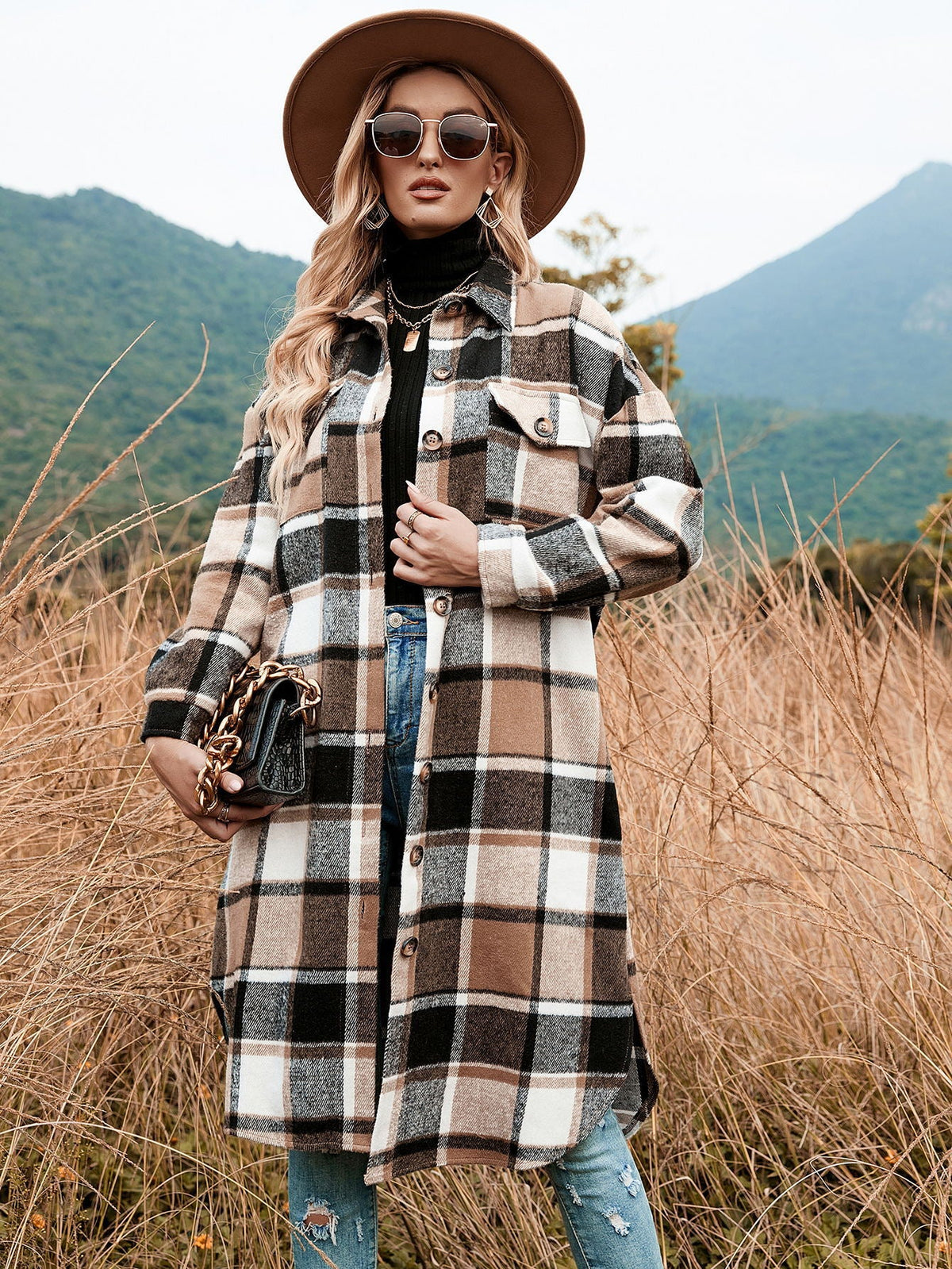 Margot Plaid Trench Coat Red 4