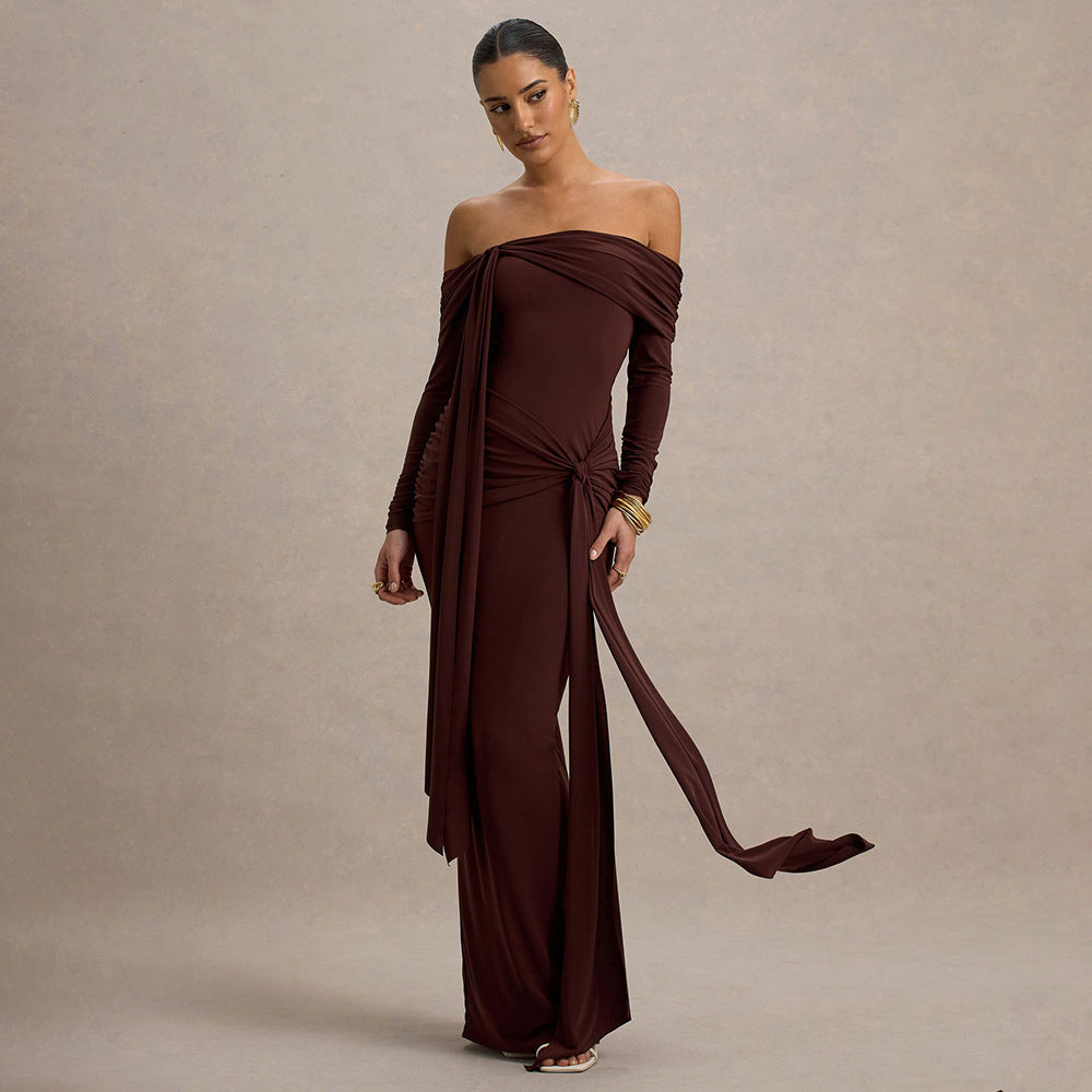 Celeste Off-Shoulder Ruched Maxi Dress Multi 15