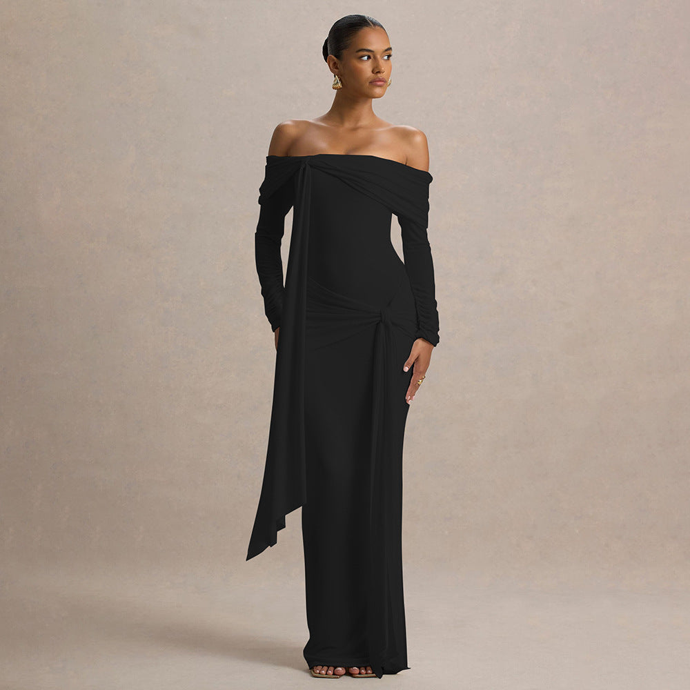 Celeste Off-Shoulder Ruched Maxi Dress Multi 19