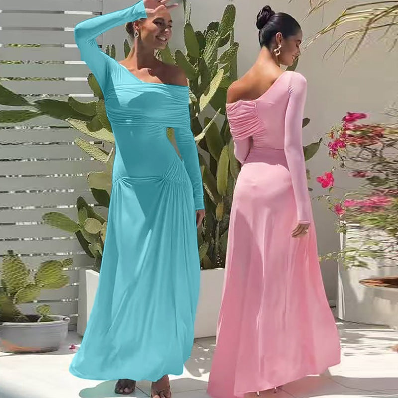 Isabella Asymmetrical Ruched Maxi Dress Multi 3