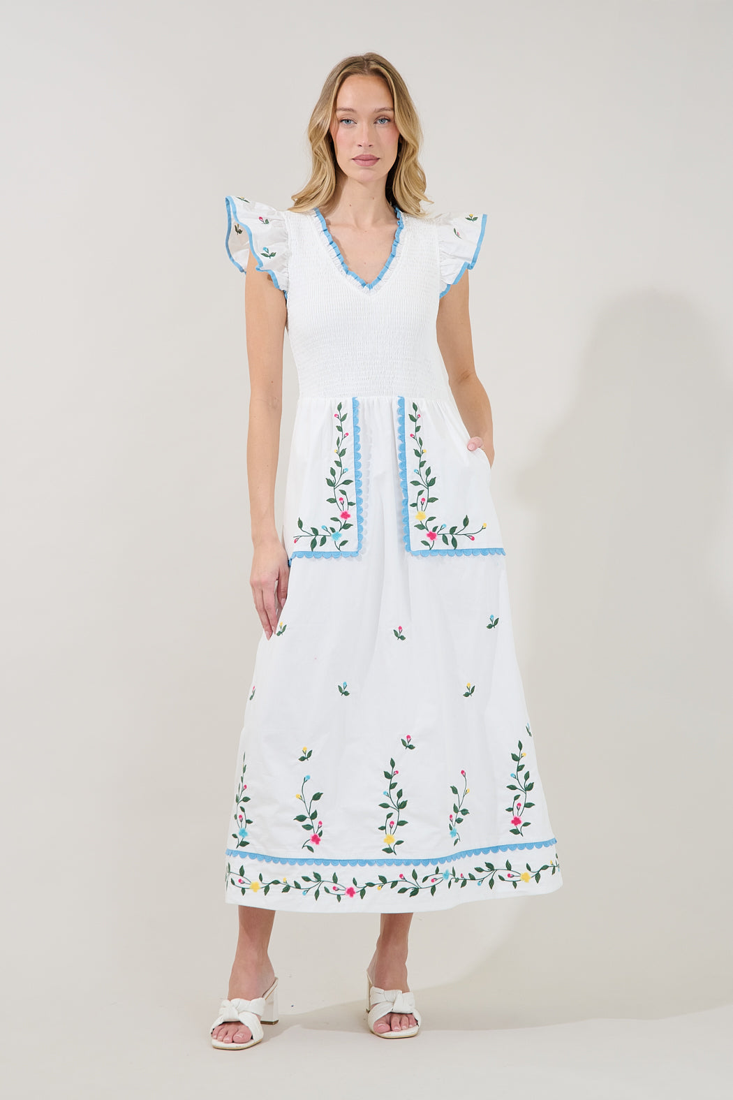 Soleil Tiered Floral Midi Dress WHITE-MULTI 2