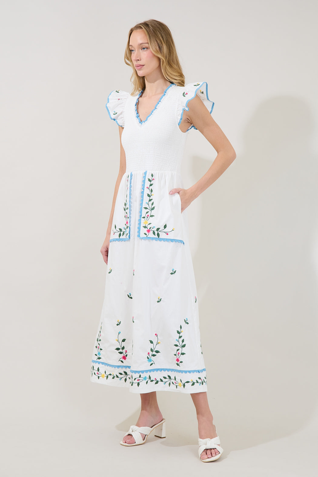 Soleil Tiered Floral Midi Dress WHITE-MULTI 4