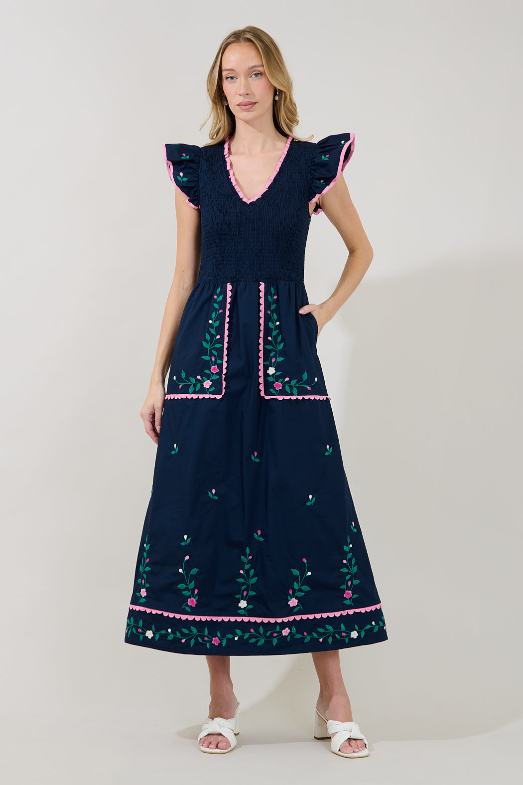Soleil Tiered Floral Midi Dress WHITE-MULTI 8