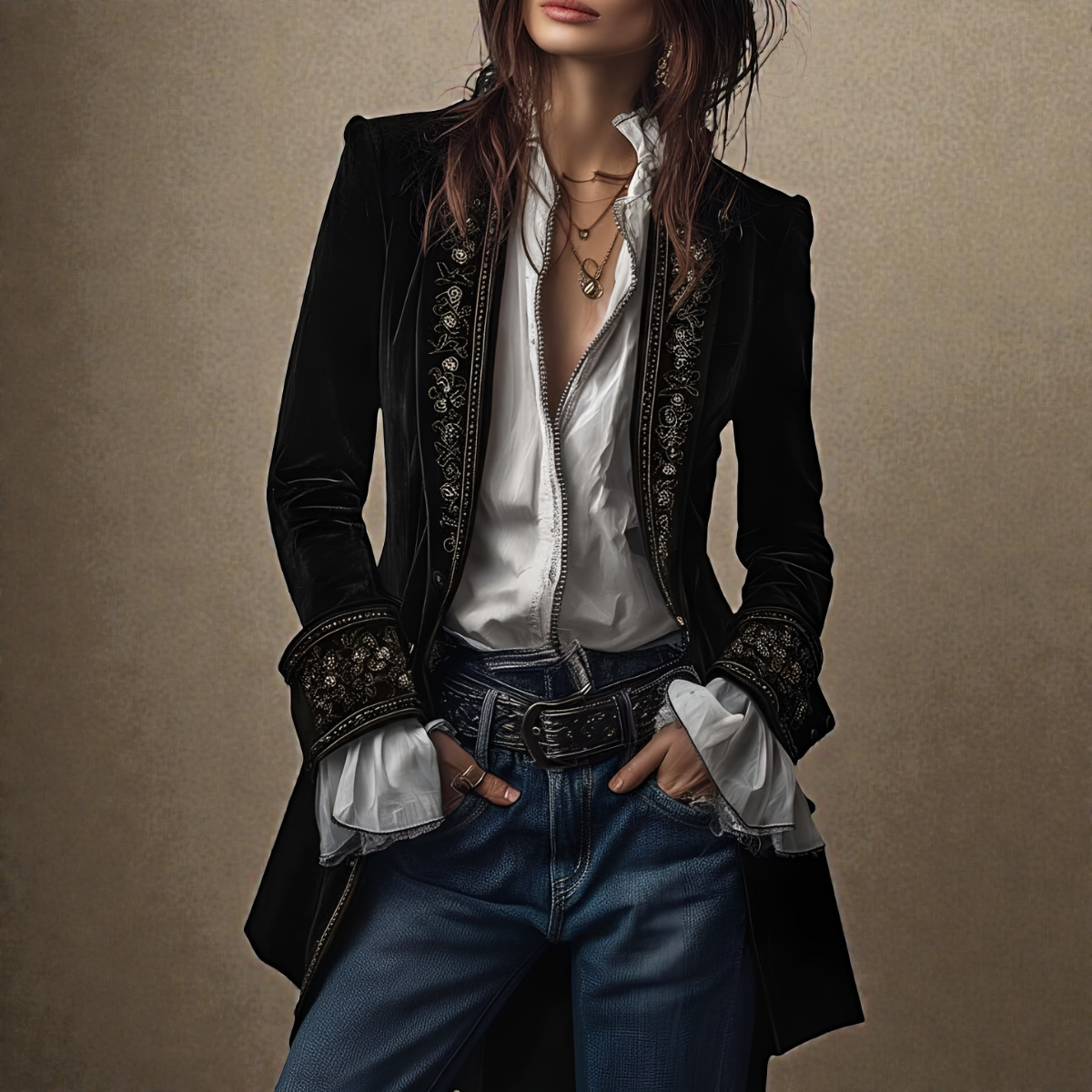 Matilda Velvet Jacket Stone Grey 2