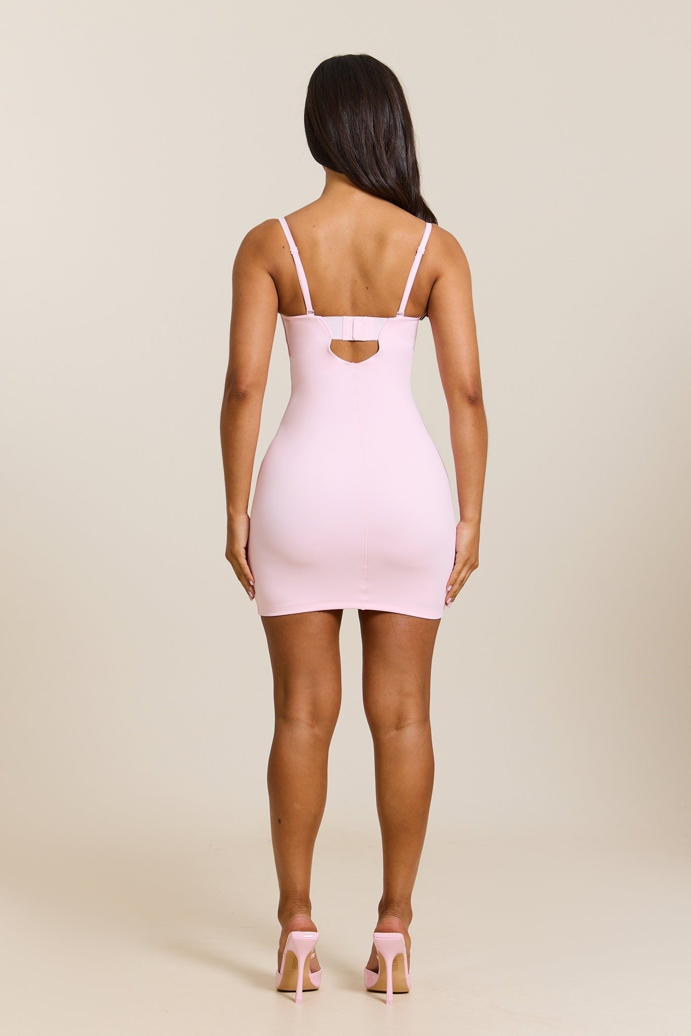Evangeline Sculpted Mini Dress in Blush Pink 5