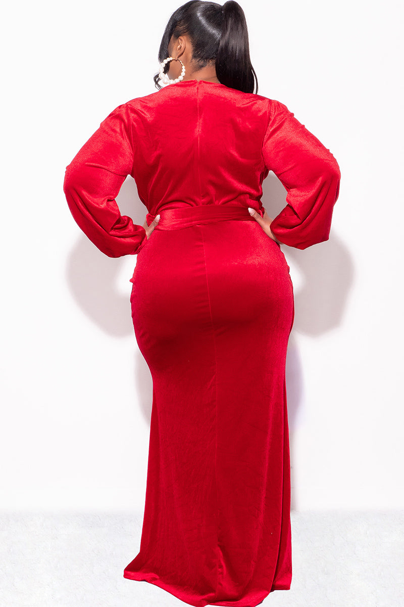 Valentina Velvet Wrap Maxi Dress Red Velvet 4