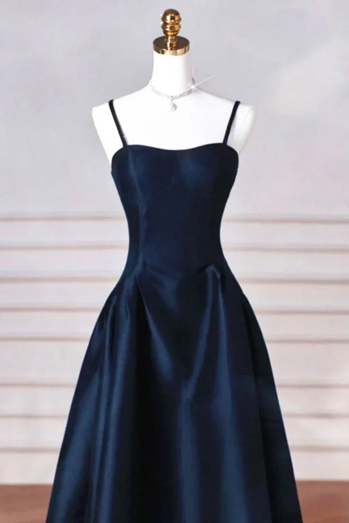 Cosima A-Line Satin Formal Dress Navy 3