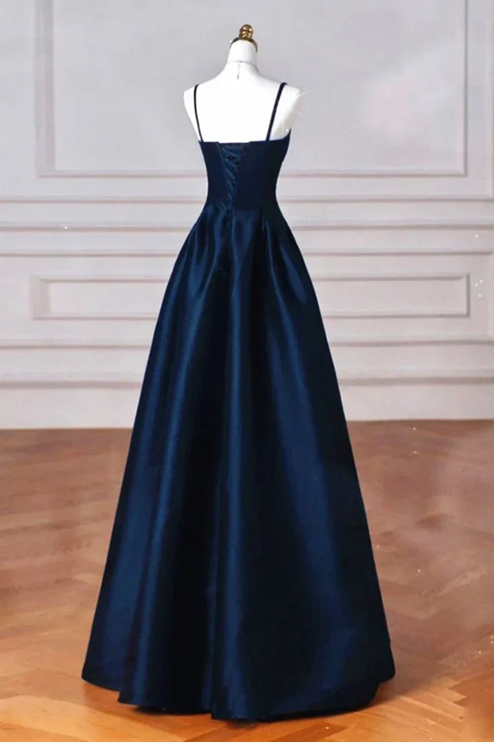 Cosima A-Line Satin Formal Dress Navy 2