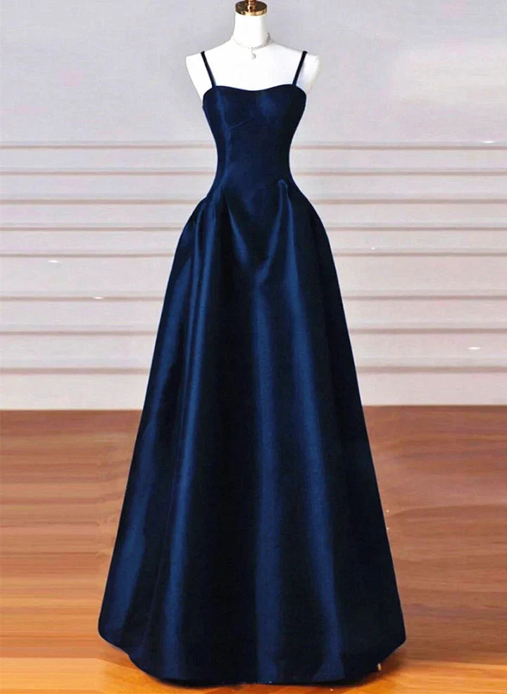 Cosima A-Line Satin Formal Dress Navy 1
