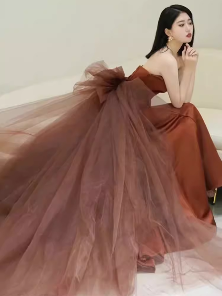Valentina Mermaid Maxi Dress in Chocolate WHITE 3