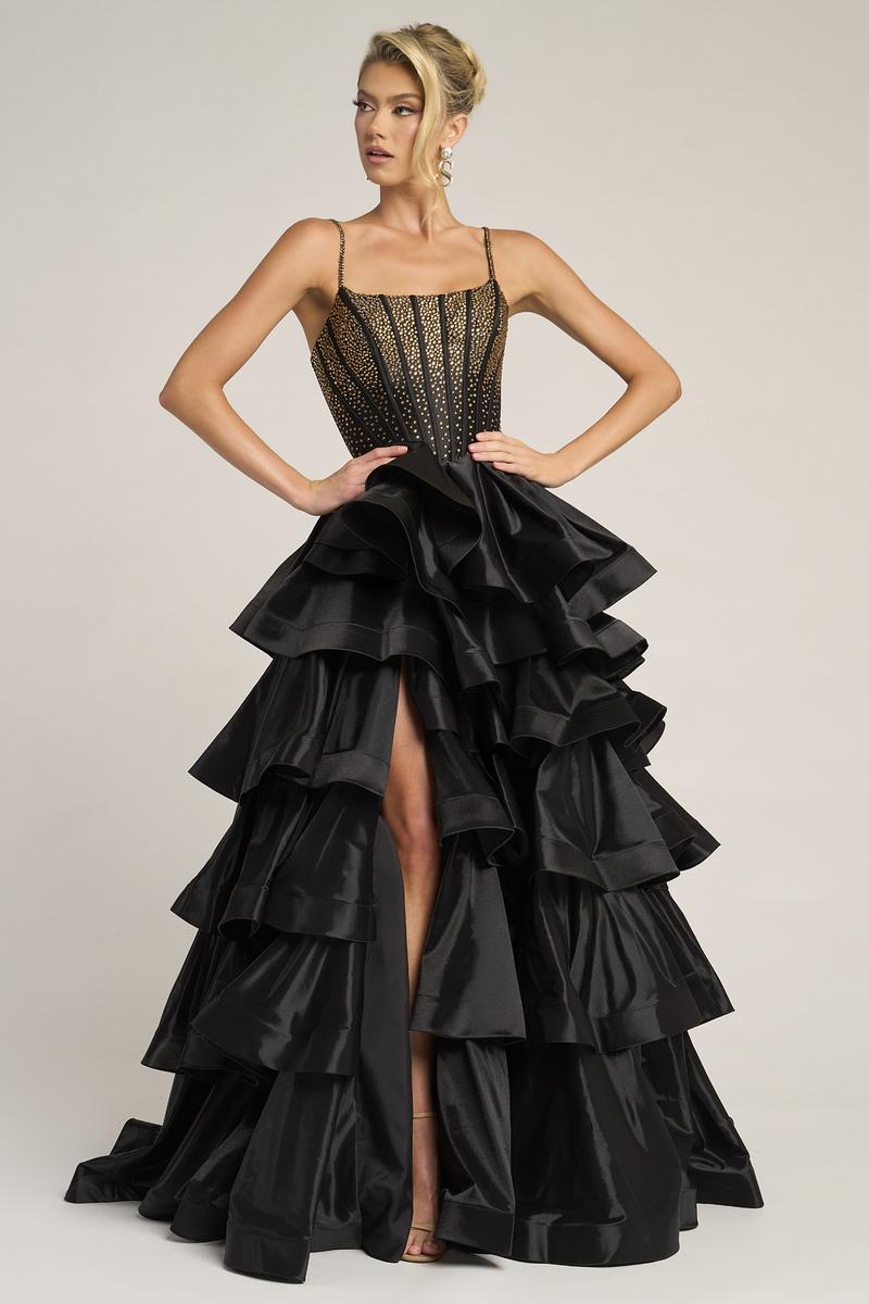 Portia Black & Gold Ballgown Dress Pink 3