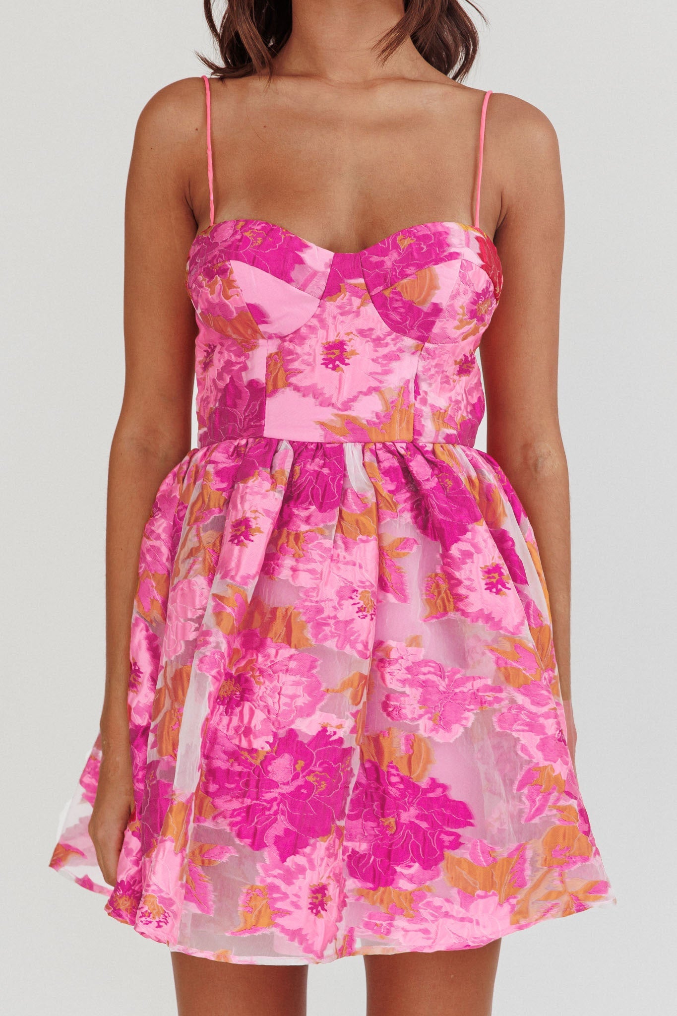 Belle Enchanted Jacquard Mini Dress in Pink 5