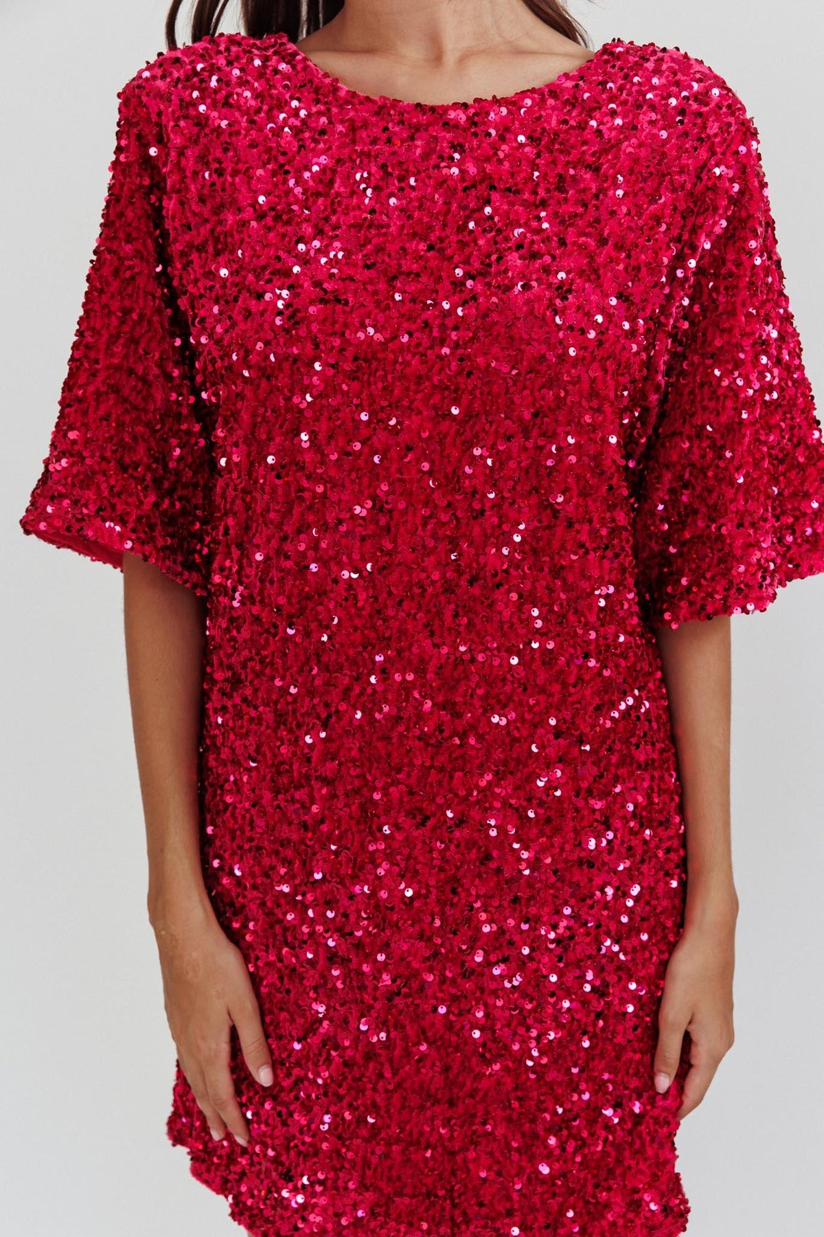 Valentina Backless Sequin Dress Fuchsia 5