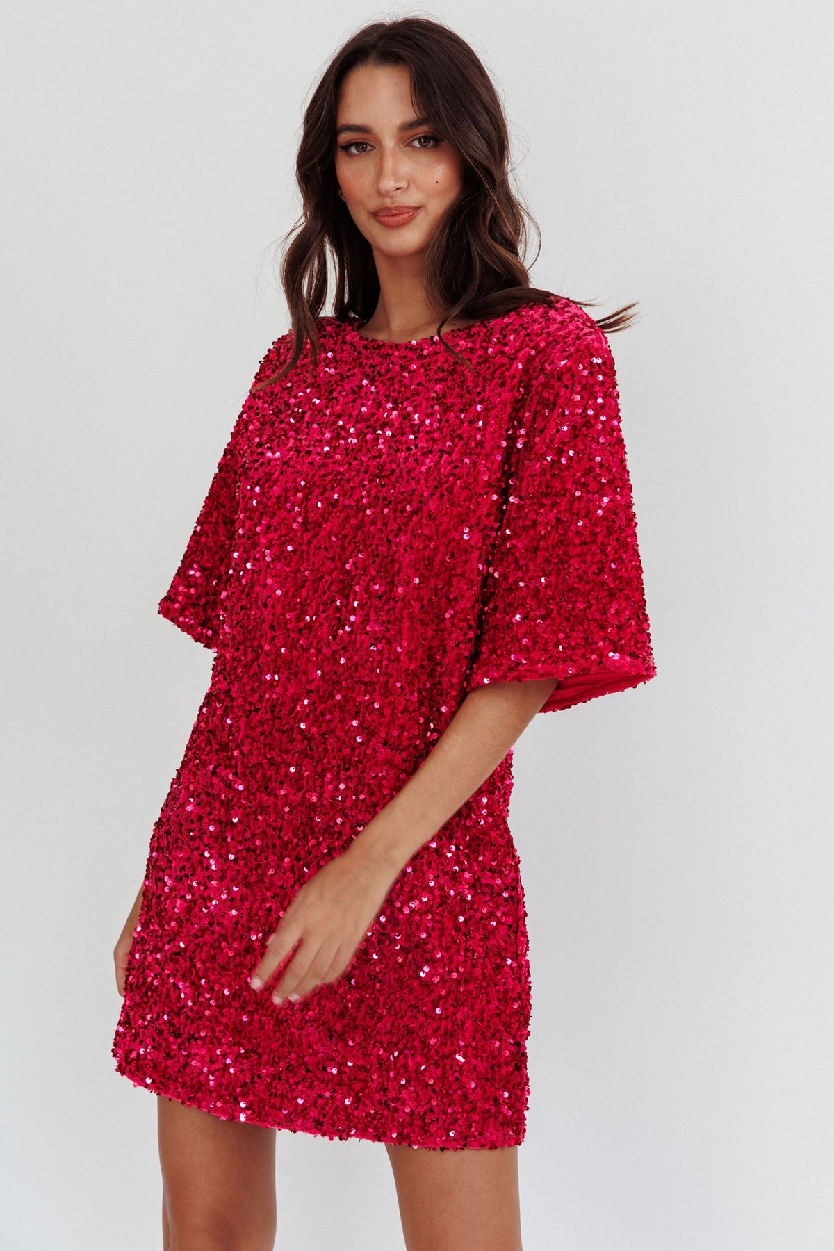 Valentina Backless Sequin Dress Fuchsia 6