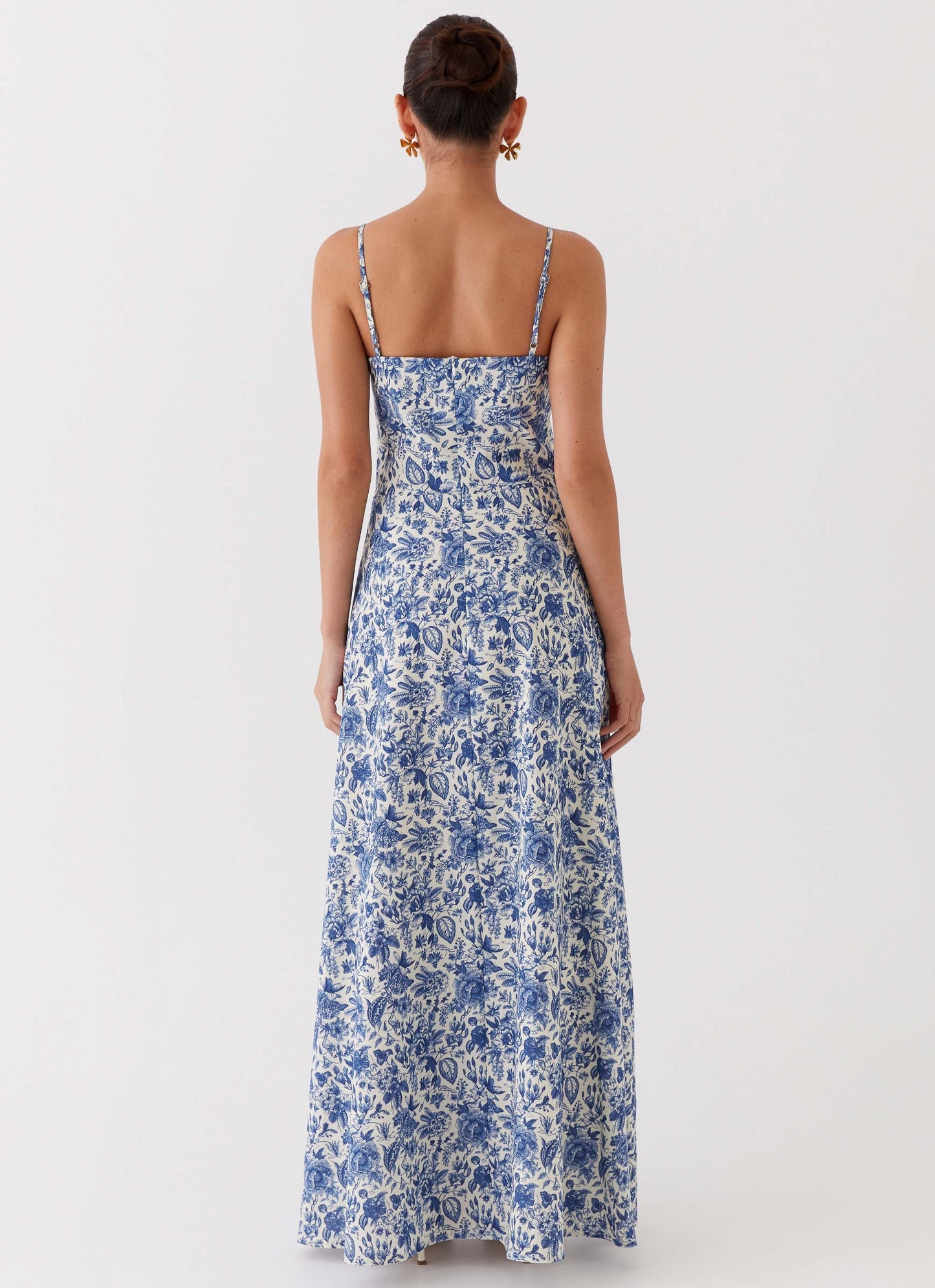 Angelina Linen Maxi Dress Blue Paisley 4