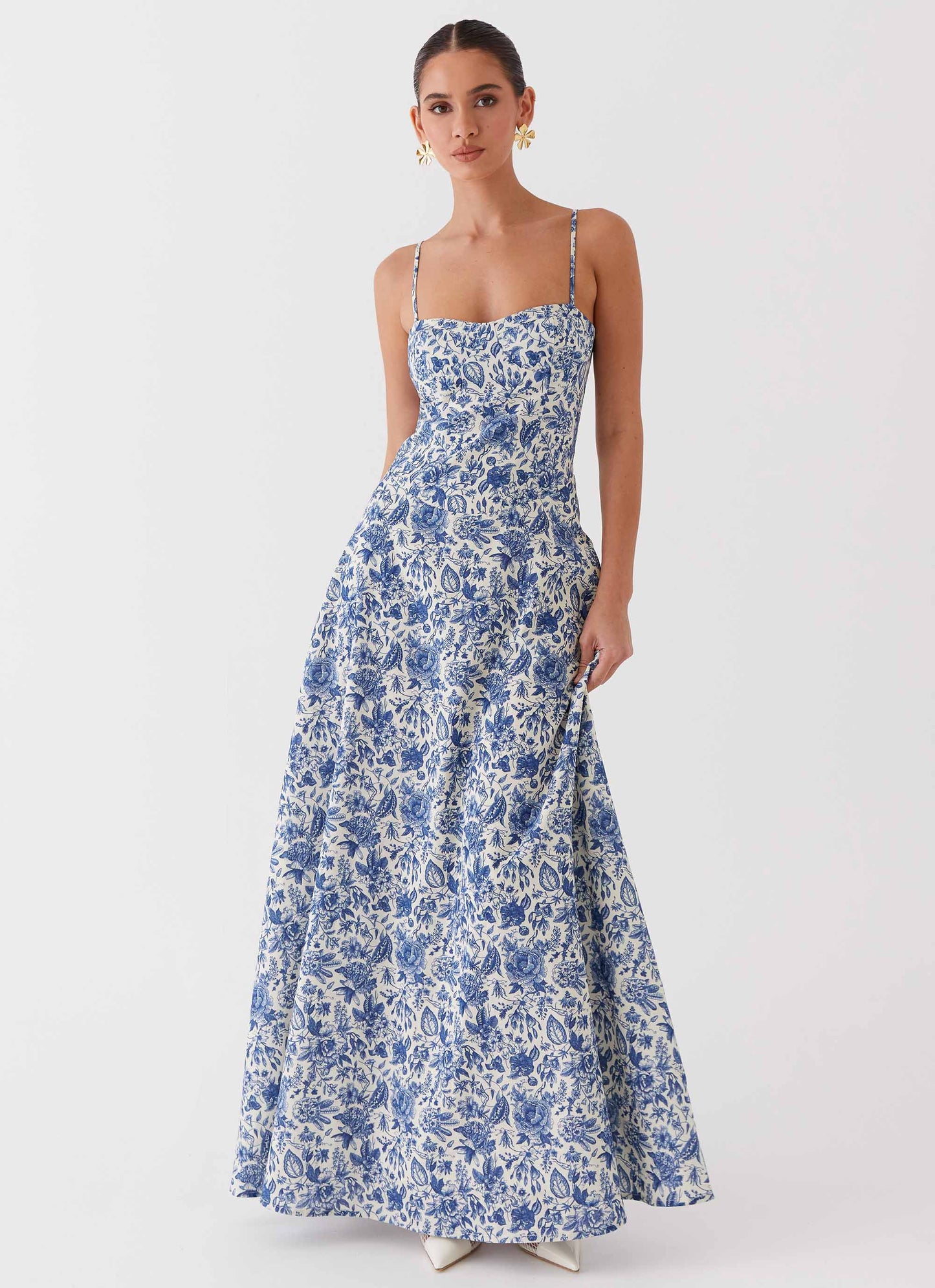Angelina Linen Maxi Dress Blue Paisley 6