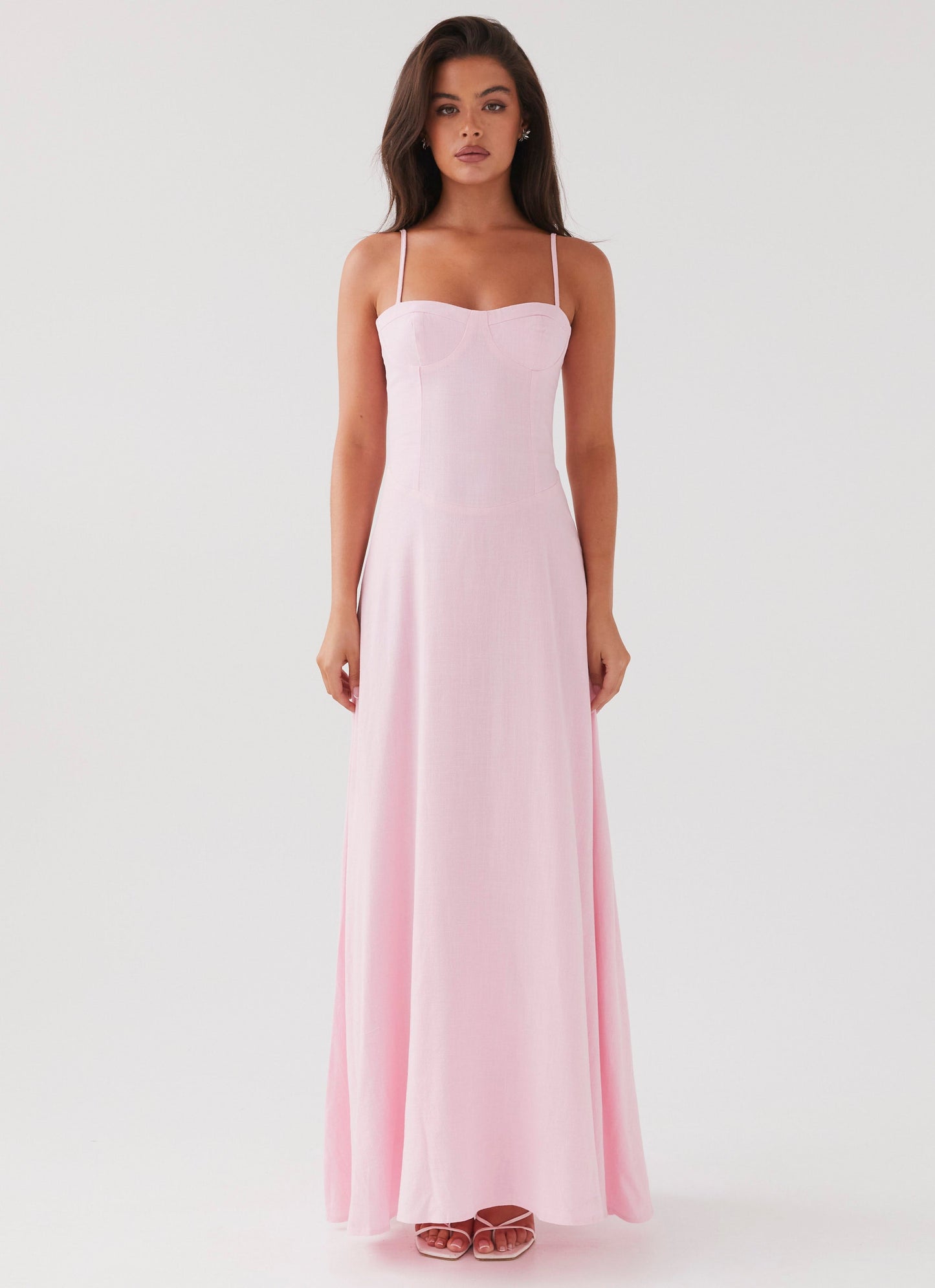 Angelina Linen Maxi Dress Pink Petal 5