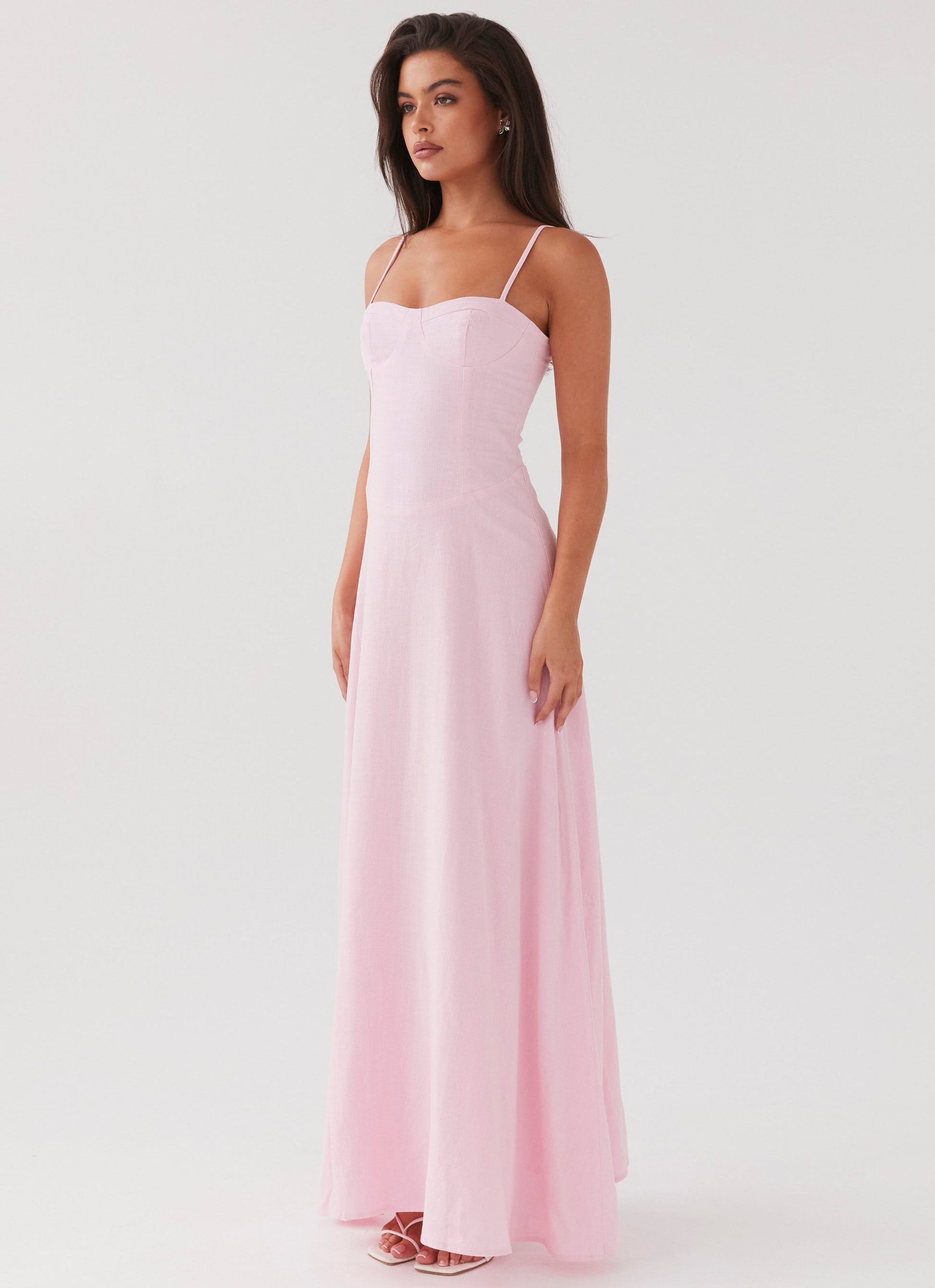 Angelina Linen Maxi Dress Pink Petal 4
