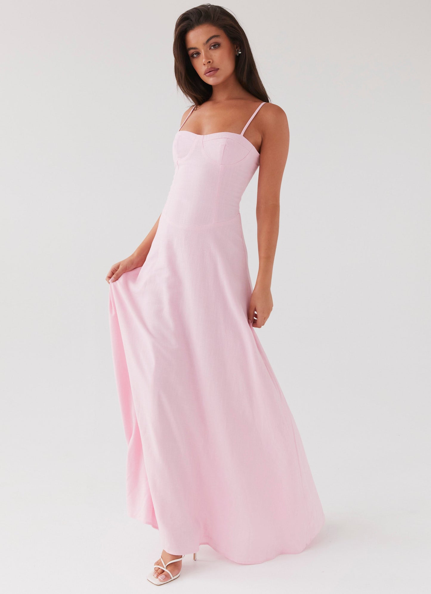 Angelina Linen Maxi Dress Pink Petal 2