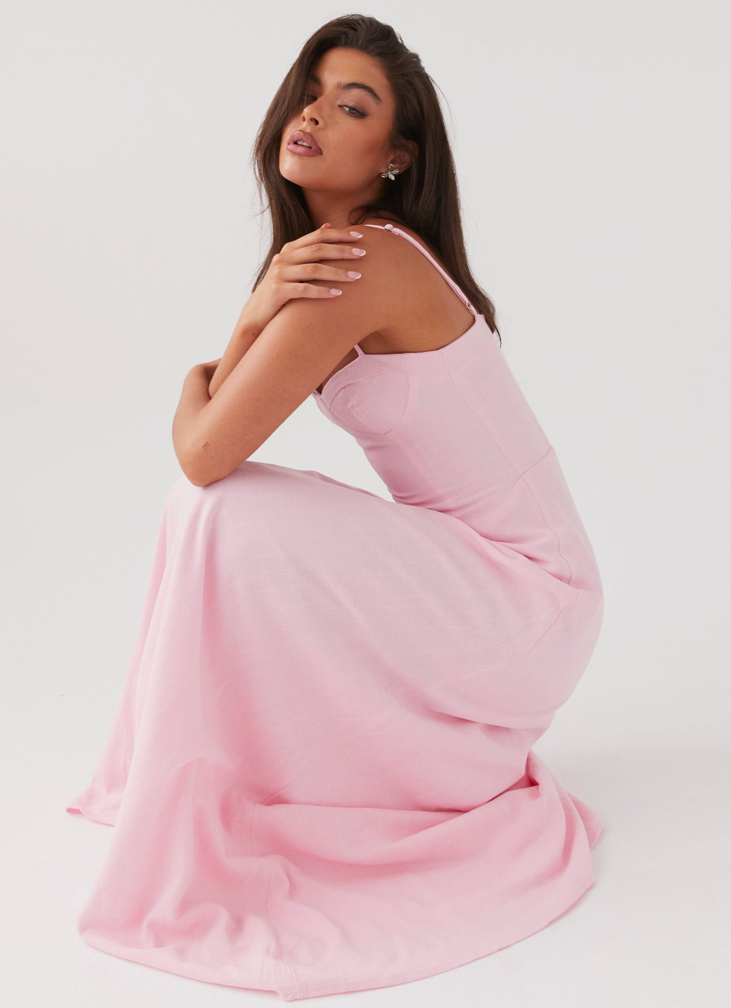 Angelina Linen Maxi Dress Pink Petal 7