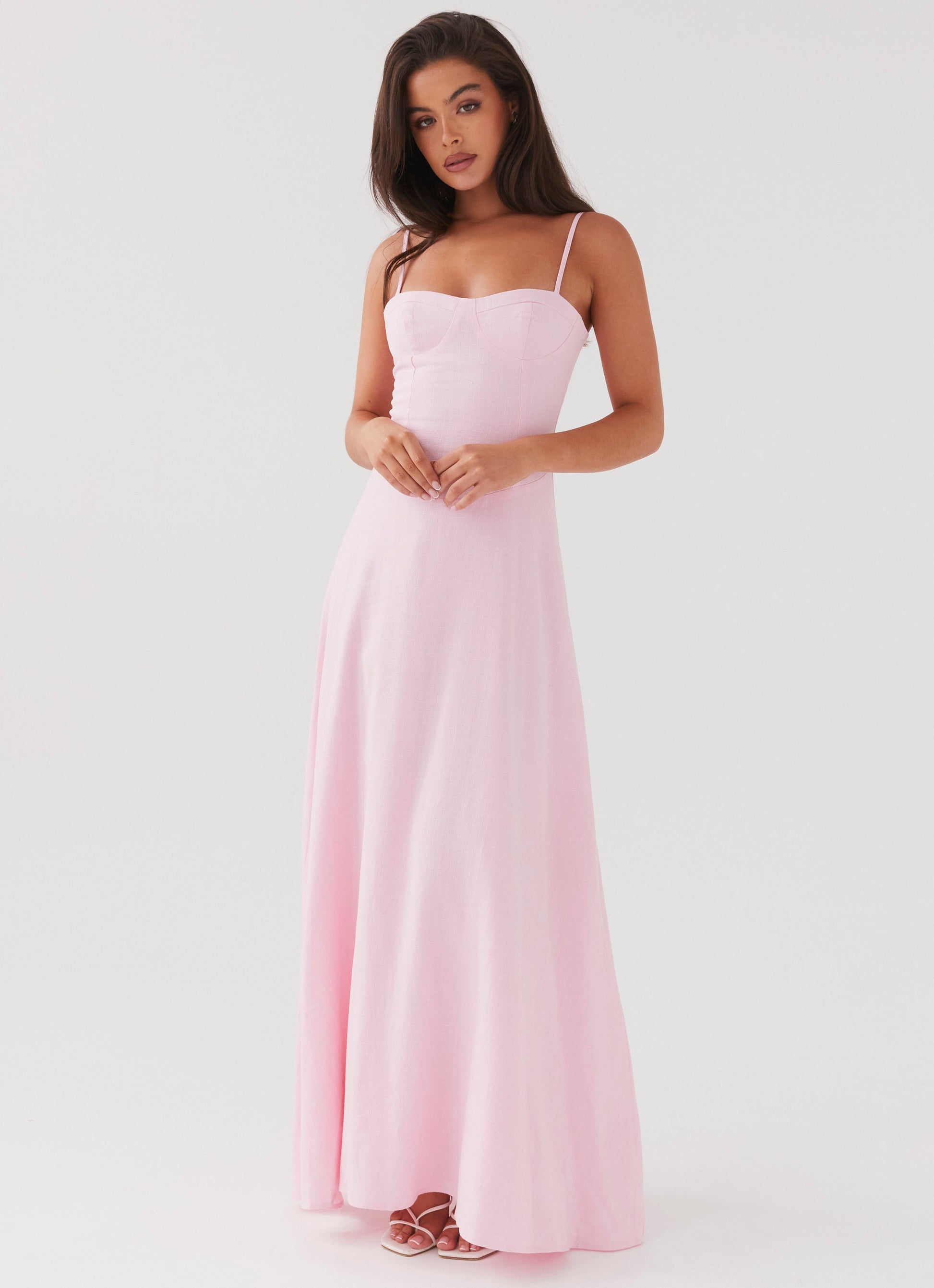 Angelina Linen Maxi Dress Pink Petal 8