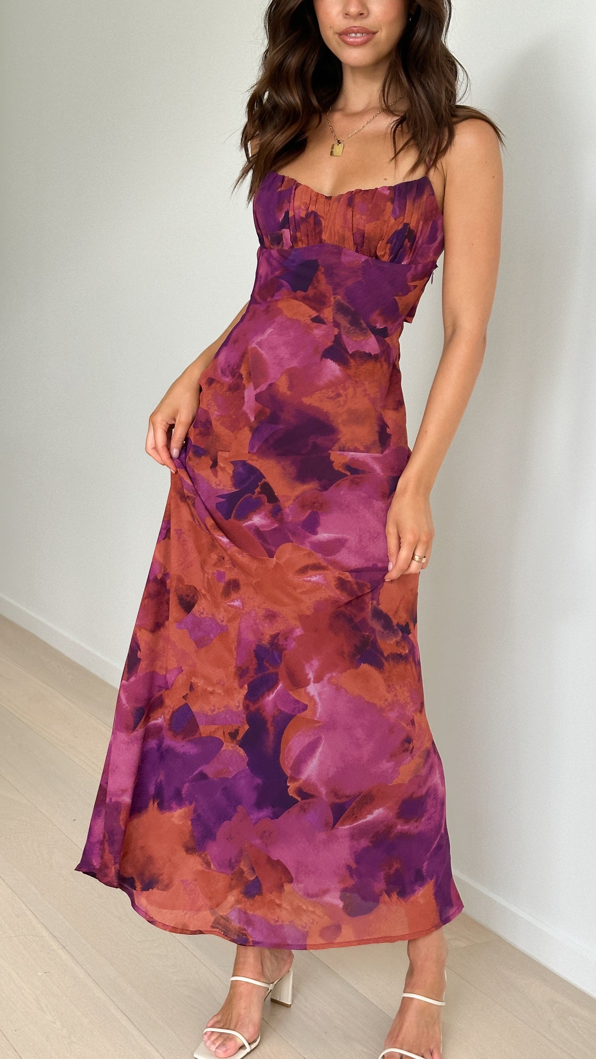 Margie Satin Midi Dress Dark Rose 3