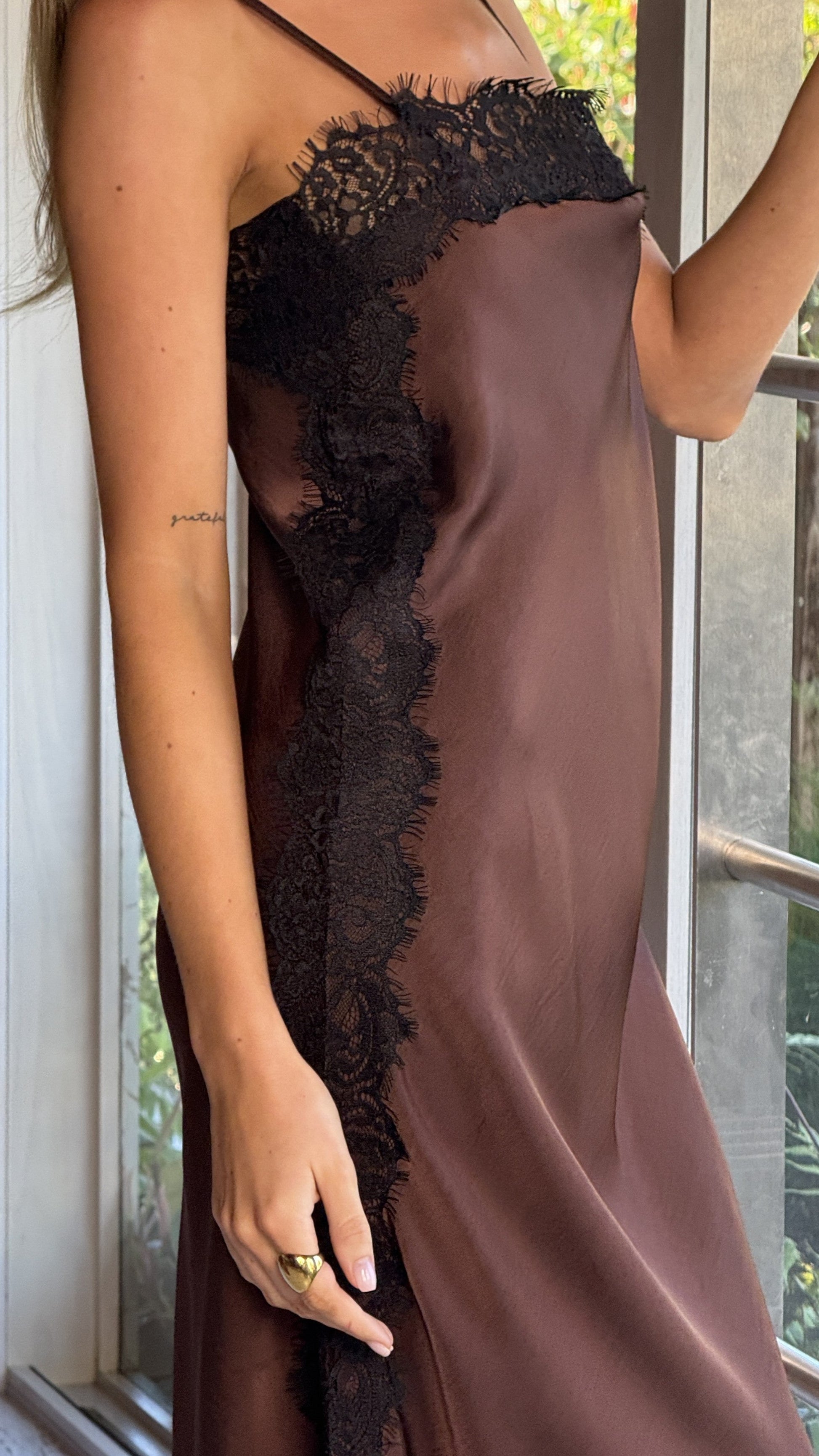 Naliah Chocolate Maxi Dress Chocolate/Black 3